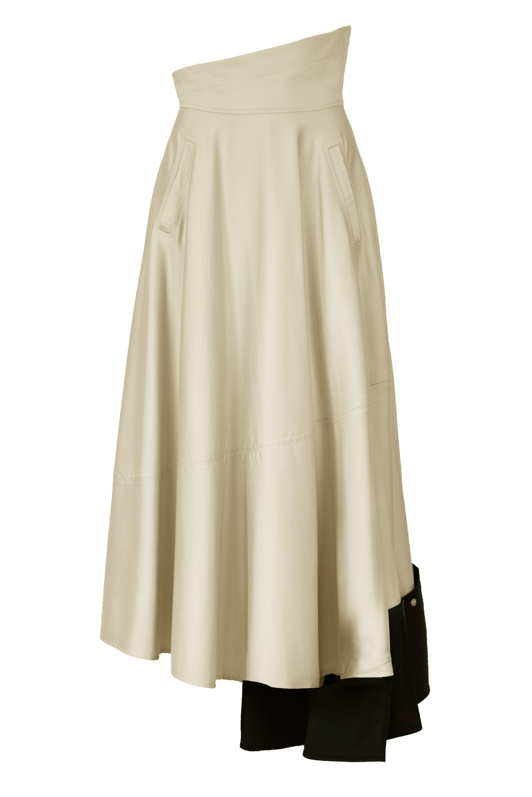 Flared midi beige skirt